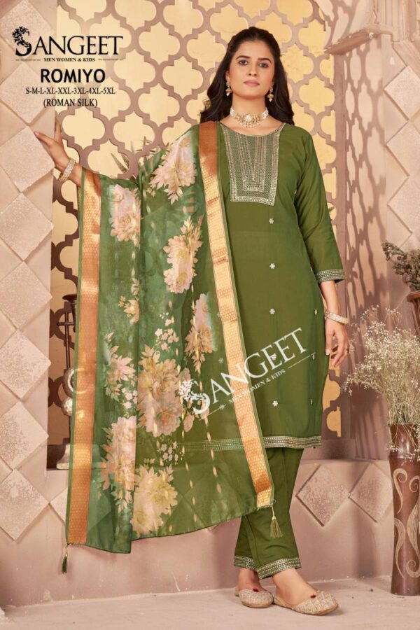 Sangeet Romiyo Roman Silk Kurti Bottom With Dupatta Wholesale Catalog Collection Supplier - Image 5