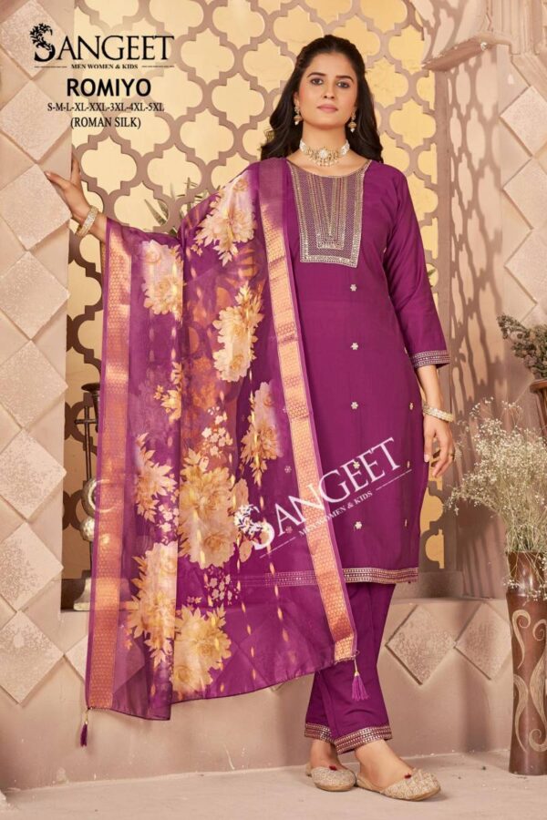 Sangeet Romiyo Roman Silk Kurti Bottom With Dupatta Wholesale Catalog Collection Supplier - Image 6