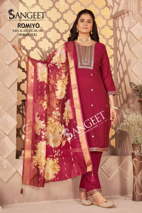 Sangeet Romiyo Roman Silk Kurti Bottom With Dupatta Wholesale Catalog Collection Supplier - Image 7