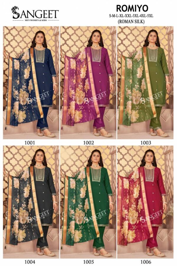 Sangeet Romiyo Roman Silk Kurti Bottom With Dupatta Wholesale Catalog Collection Supplier - Image 8