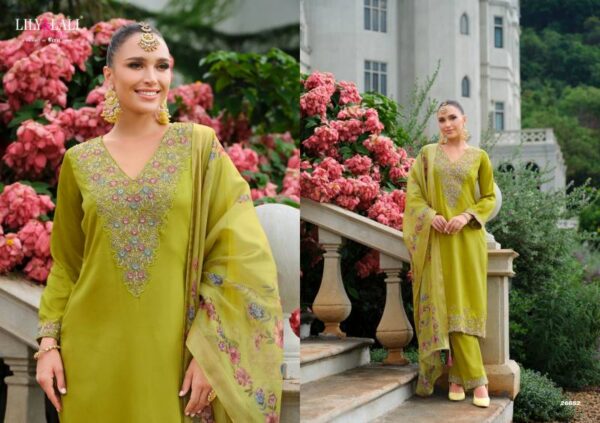 Lily And Lali Mehzabeen Viscose Gaji Silk Kurti Bottom With Dupatta Wholesale Catalog Collection Supplier - Image 3