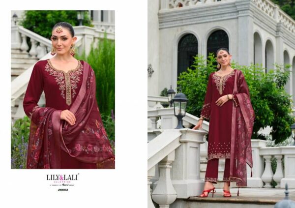 Lily And Lali Mehzabeen Viscose Gaji Silk Kurti Bottom With Dupatta Wholesale Catalog Collection Supplier - Image 5