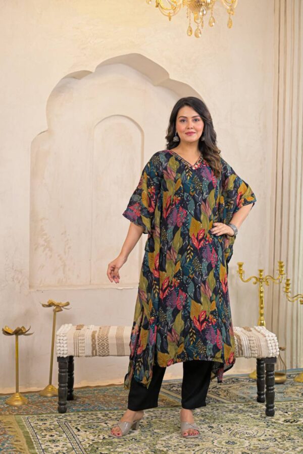 Naisha K 157 Chinon Printed Kaftan With Bottom Wholesale Catalog Collection Supplier