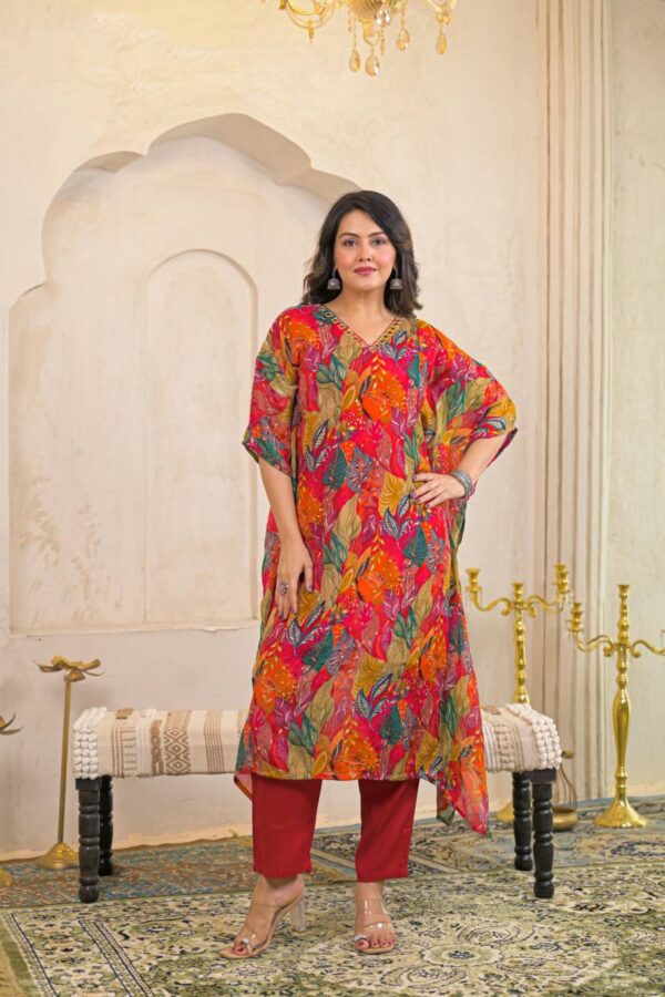 Naisha K 157 Chinon Printed Kaftan With Bottom Wholesale Catalog Collection Supplier - Image 2