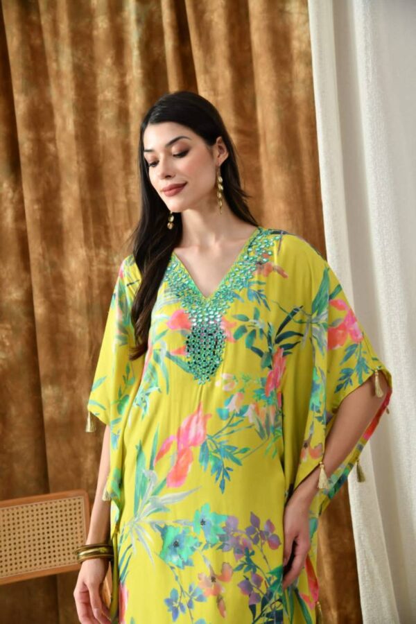 Naisha K 158 Butter Maslin Digital Kaftan With Tulip Wholesale Catalog Collection Supplier - Image 4
