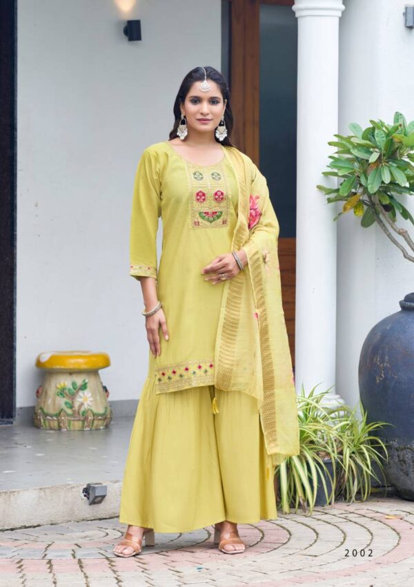 Ossm Mannat Sharara Vol 2 Viscose Roman Silk Readymade Wholesale Catalog Collection Supplier - Image 3
