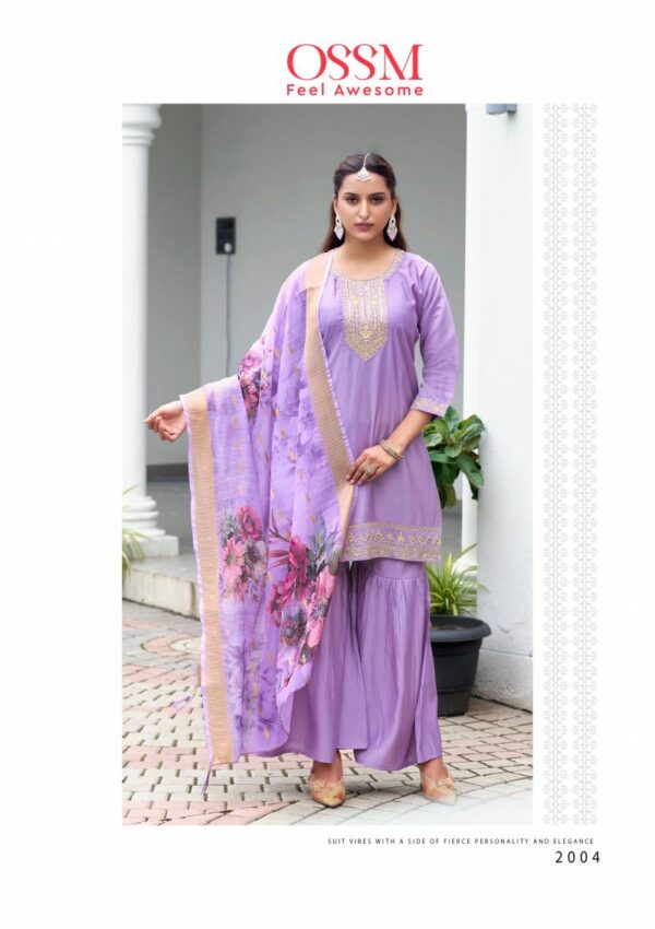 Ossm Mannat Sharara Vol 2 Viscose Roman Silk Readymade Wholesale Catalog Collection Supplier - Image 5
