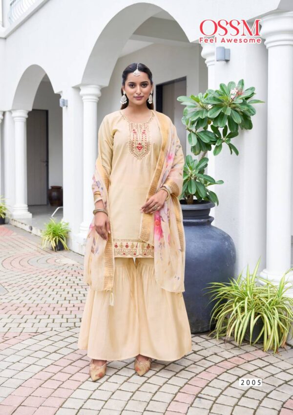 Ossm Mannat Sharara Vol 2 Viscose Roman Silk Readymade Wholesale Catalog Collection Supplier - Image 7