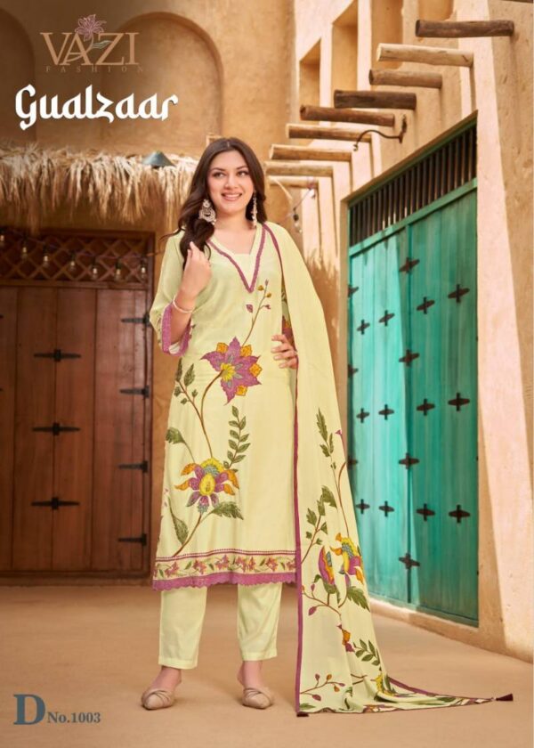 Vazi Gualzaar Viscose Maslin Printed Kurti Bottom With Dupatta Wholesale Catalog Collection Supplier - Image 4
