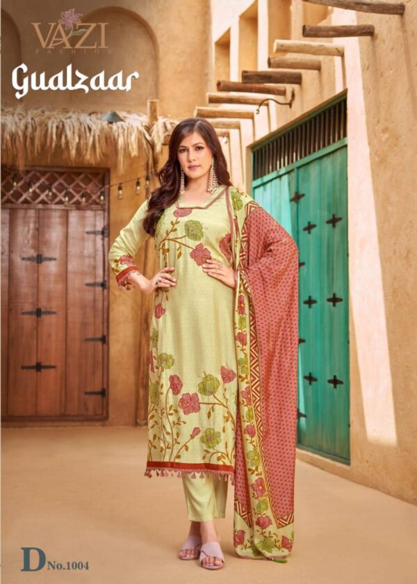 Vazi Gualzaar Viscose Maslin Printed Kurti Bottom With Dupatta Wholesale Catalog Collection Supplier - Image 5