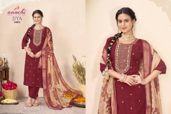 Aanchi Jiya Roman Silk Kurti Bottom With Dupatta Wholesale Catalog Collection Supplier - Image 4