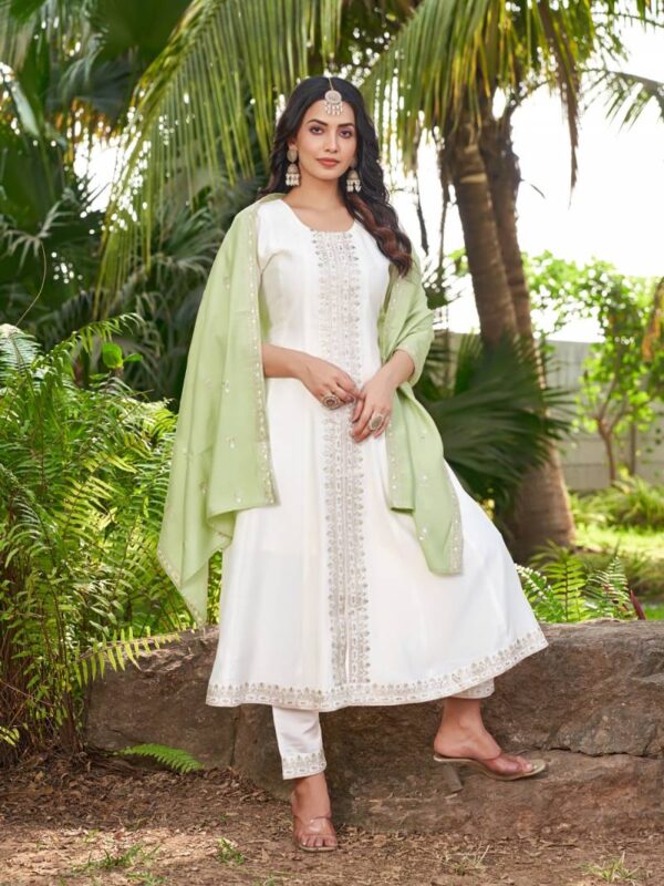 Aanchi Bhavini Roman Silk Flair Kurti Bottom With Dupatta Wholesale Catalog Collection Supplier - Image 5