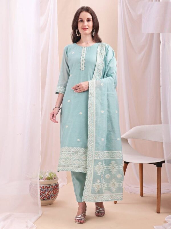Mc 2752 Mull Chanderi Jacquard Readymade Wholesale Catalog Collection Supplier - Image 2