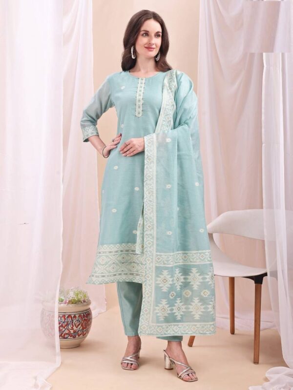 Mc 2752 Mull Chanderi Jacquard Readymade Wholesale Catalog Collection Supplier - Image 3