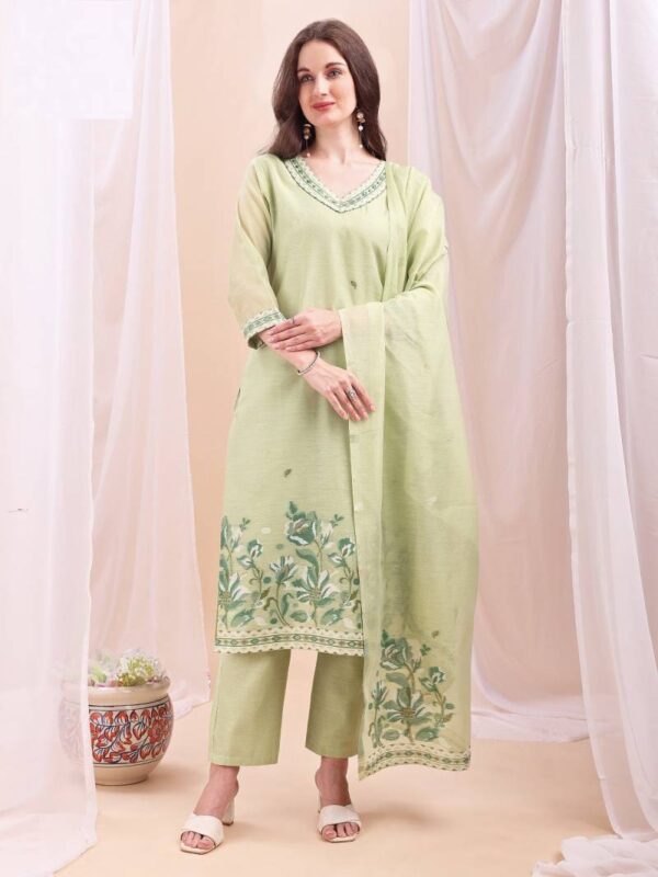 Mc 2713 Mull Chanderi Jacquard Readymade Suit Wholesale Catalog Collection Supplier - Image 2