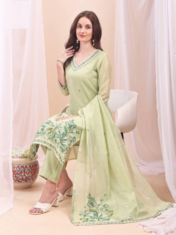 Mc 2713 Mull Chanderi Jacquard Readymade Suit Wholesale Catalog Collection Supplier