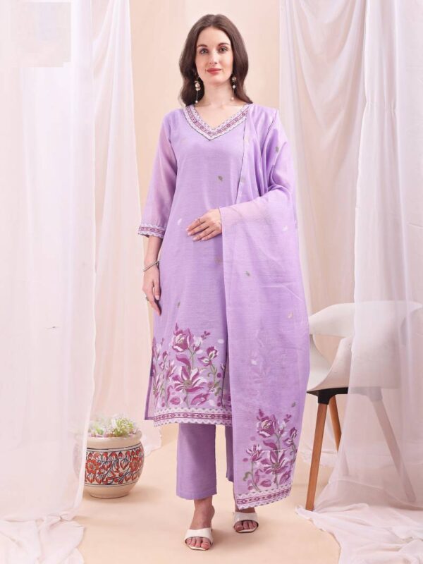 Mc 2713 Mull Chanderi Jacquard Readymade Suit Wholesale Catalog Collection Supplier - Image 4