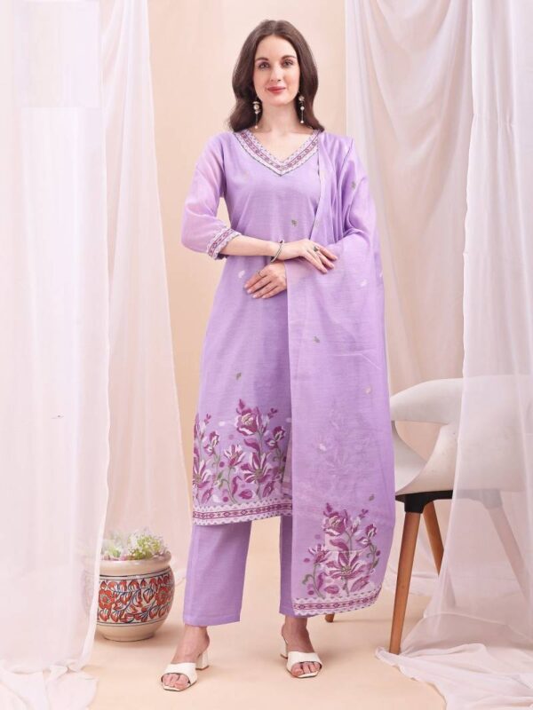 Mc 2713 Mull Chanderi Jacquard Readymade Suit Wholesale Catalog Collection Supplier - Image 5