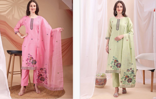 Mc 2651 Mull Chanderi Jacquard Readymade Wholesale Catalog Collection Supplier - Image 7