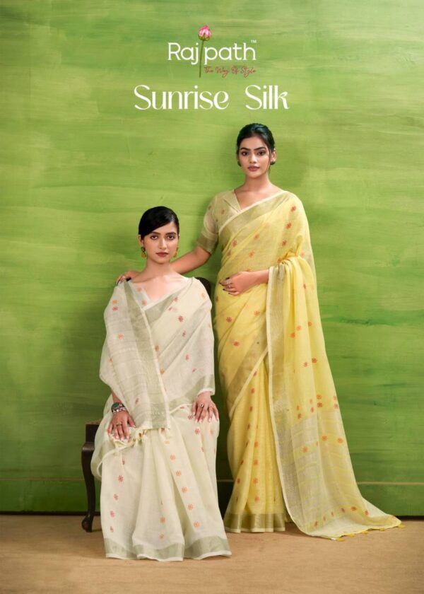 Rajpath Sunrise Silk Linen Silk Fancy Sarees Wholesale Catalog Collection Supplier