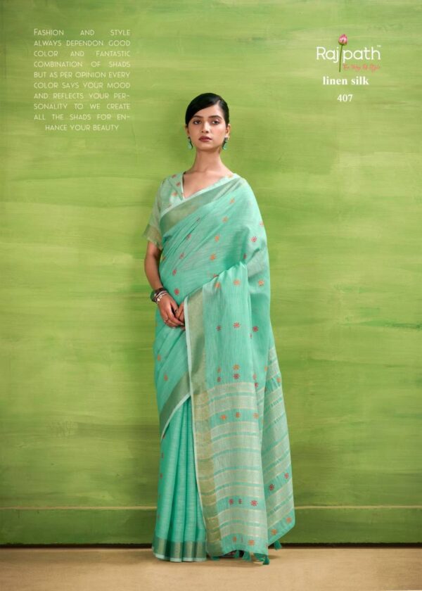 Rajpath Sunrise Silk Linen Silk Fancy Sarees Wholesale Catalog Collection Supplier - Image 3
