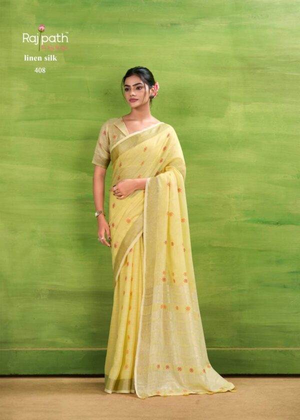 Rajpath Sunrise Silk Linen Silk Fancy Sarees Wholesale Catalog Collection Supplier - Image 5