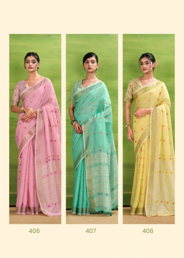 Rajpath Sunrise Silk Linen Silk Fancy Sarees Wholesale Catalog Collection Supplier - Image 8