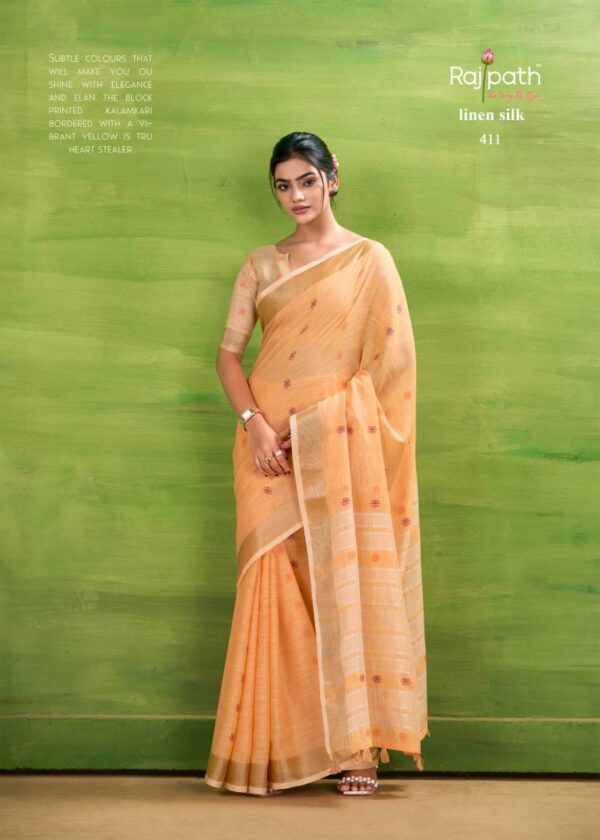 Rajpath Sunrise Silk Linen Silk Fancy Sarees Wholesale Catalog Collection Supplier - Image 2