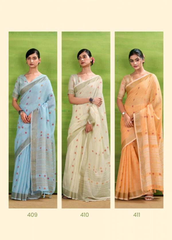 Rajpath Sunrise Silk Linen Silk Fancy Sarees Wholesale Catalog Collection Supplier - Image 9
