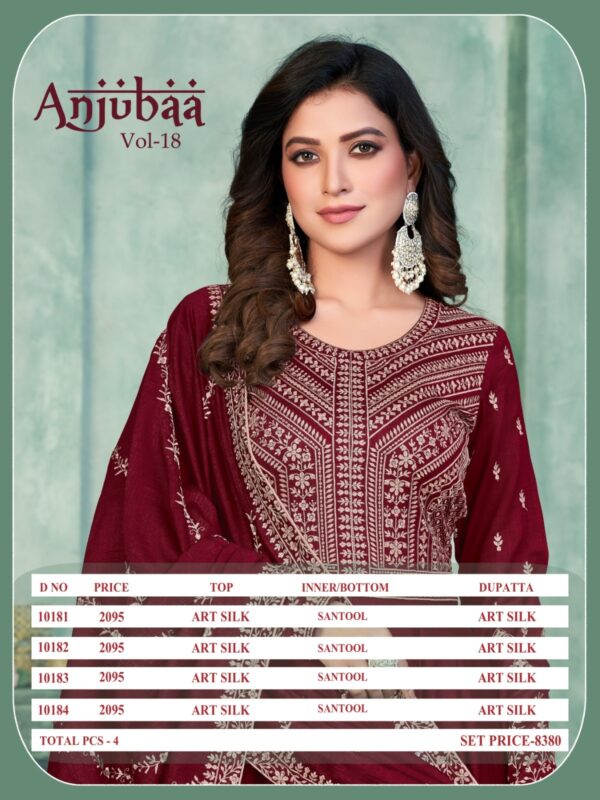 Anjubaa Vol 18 Designer Art Silk Salwar Kameez Catalog Wholesale Collection Exporter - Image 17