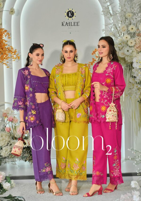Kailee Bloom 2 Viscose Organza Fancy Indo Western Catalog Wholesale Collection Exporter