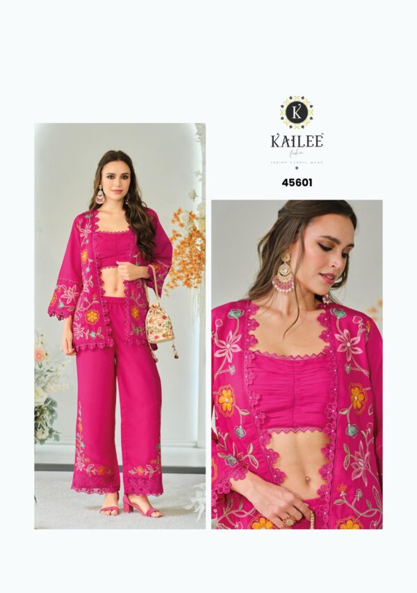 Kailee Bloom 2 Viscose Organza Fancy Indo Western Catalog Wholesale Collection Exporter - Image 5