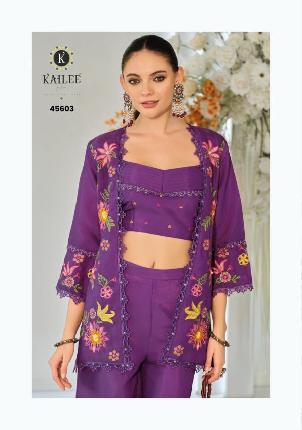 Kailee Bloom 2 Viscose Organza Fancy Indo Western Catalog Wholesale Collection Exporter - Image 3