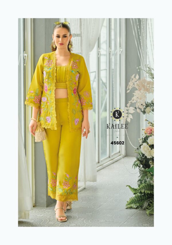 Kailee Bloom 2 Viscose Organza Fancy Indo Western Catalog Wholesale Collection Exporter - Image 4