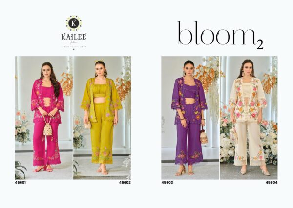 Kailee Bloom 2 Viscose Organza Fancy Indo Western Catalog Wholesale Collection Exporter - Image 6