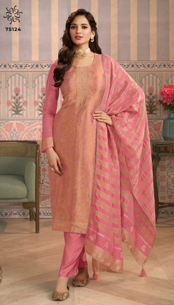 Vinay Kuleesh Shardha Viscose Shimmer Jacquard Suit Wholesale Catalog Collection Dealer - Image 3