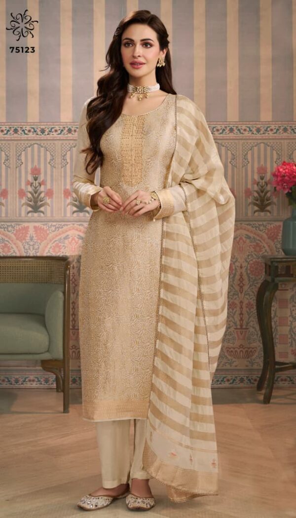Vinay Kuleesh Shardha Viscose Shimmer Jacquard Suit Wholesale Catalog Collection Dealer - Image 4