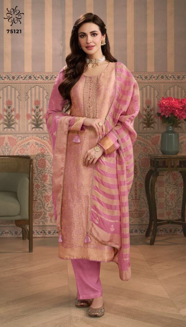 Vinay Kuleesh Shardha Viscose Shimmer Jacquard Suit Wholesale Catalog Collection Dealer - Image 5