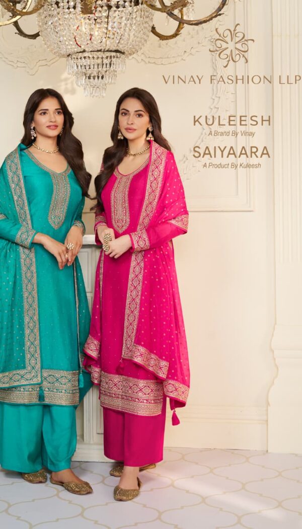 Vinay Kuleesh Saiyaara Muga Silk Embroidered Suit Wholesale Catalog Collection Exporter