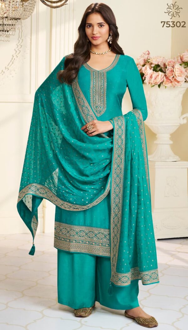 Vinay Kuleesh Saiyaara Muga Silk Embroidered Suit Wholesale Catalog Collection Exporter - Image 3