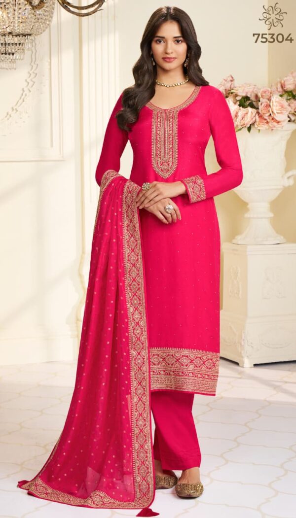 Vinay Kuleesh Saiyaara Muga Silk Embroidered Suit Wholesale Catalog Collection Exporter - Image 5