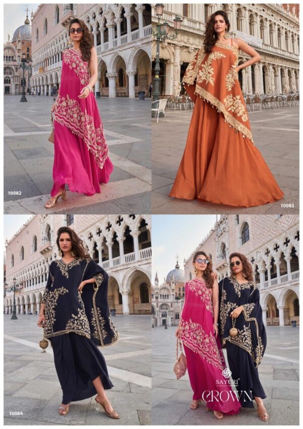 Sayuri Crown Designer Crepe Embroidered Indo Western Wholesale Catalog Collection Supplier - Image 5